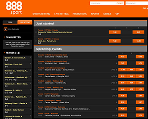 888 Sport Home Page and Live Betting